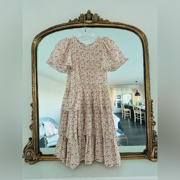 DOEN Floral Puff Sleeve Dress Size 12 - Picture 1 of 3